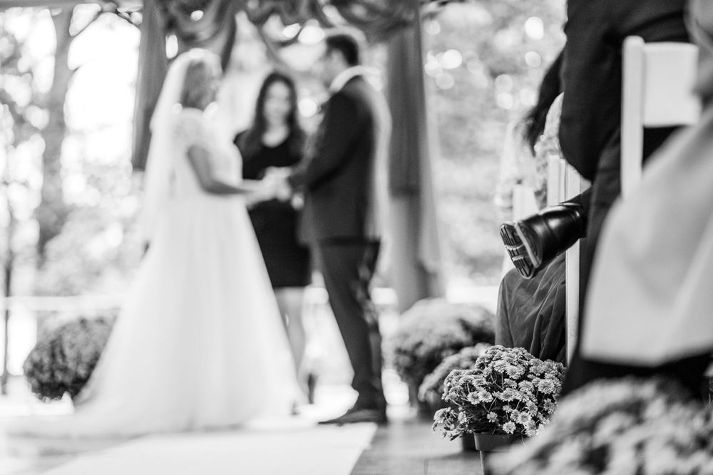 View from the aisle, of a couple sharing vows  | Shannon Konek, Pittsburgh Photographer