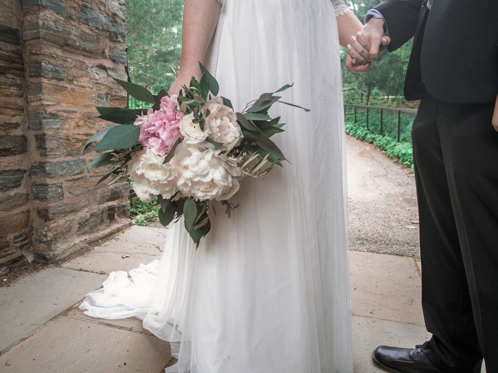 View of a bride's dress and her bouquet  | Shannon Konek, Pittsburgh Photographer