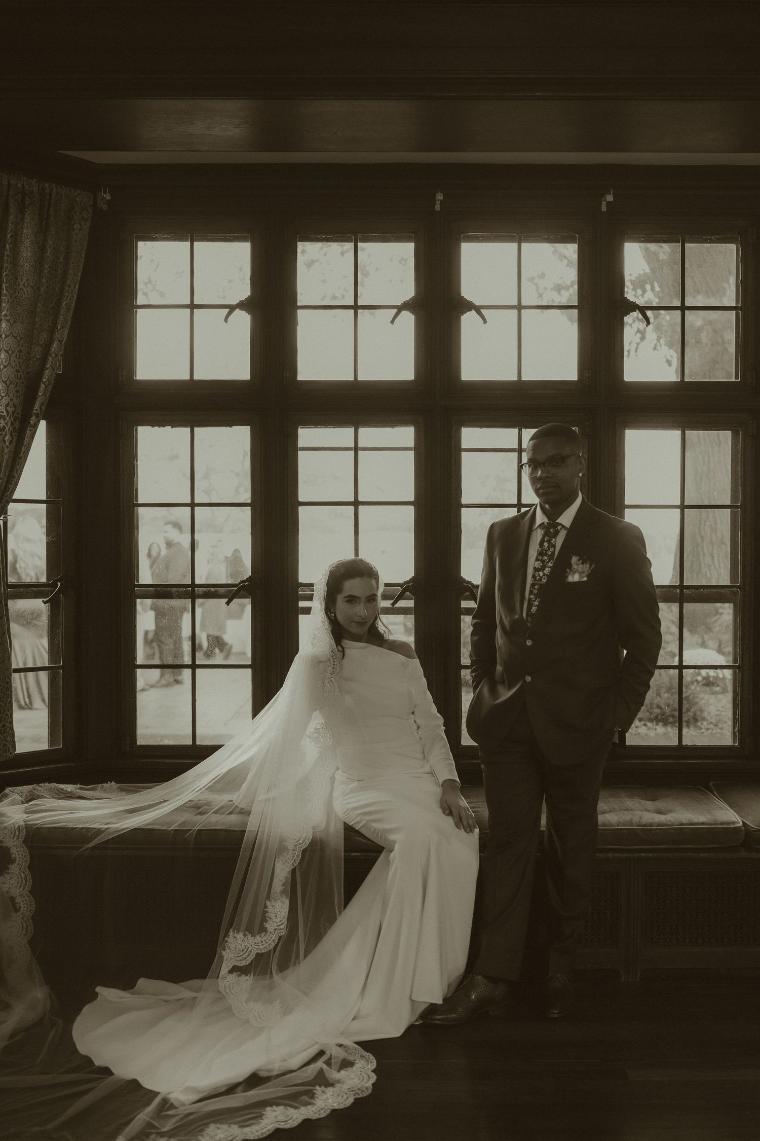 A Tudor House wedding with Simone and Malachi, while posing for their editorial couple portraits.