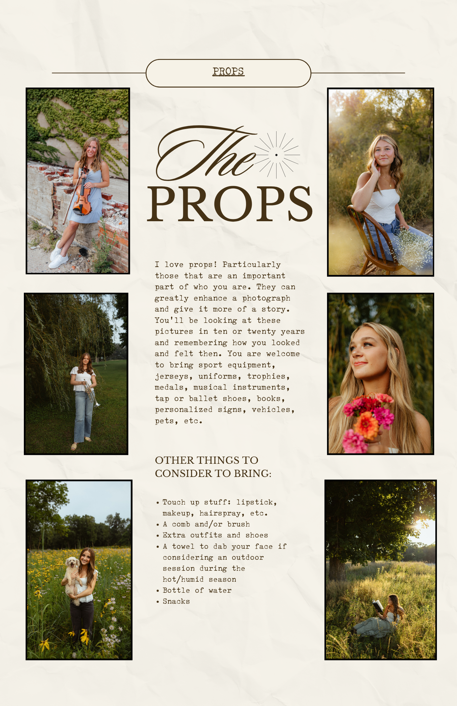Meet your photographer page with black and white portrait and biographical text.