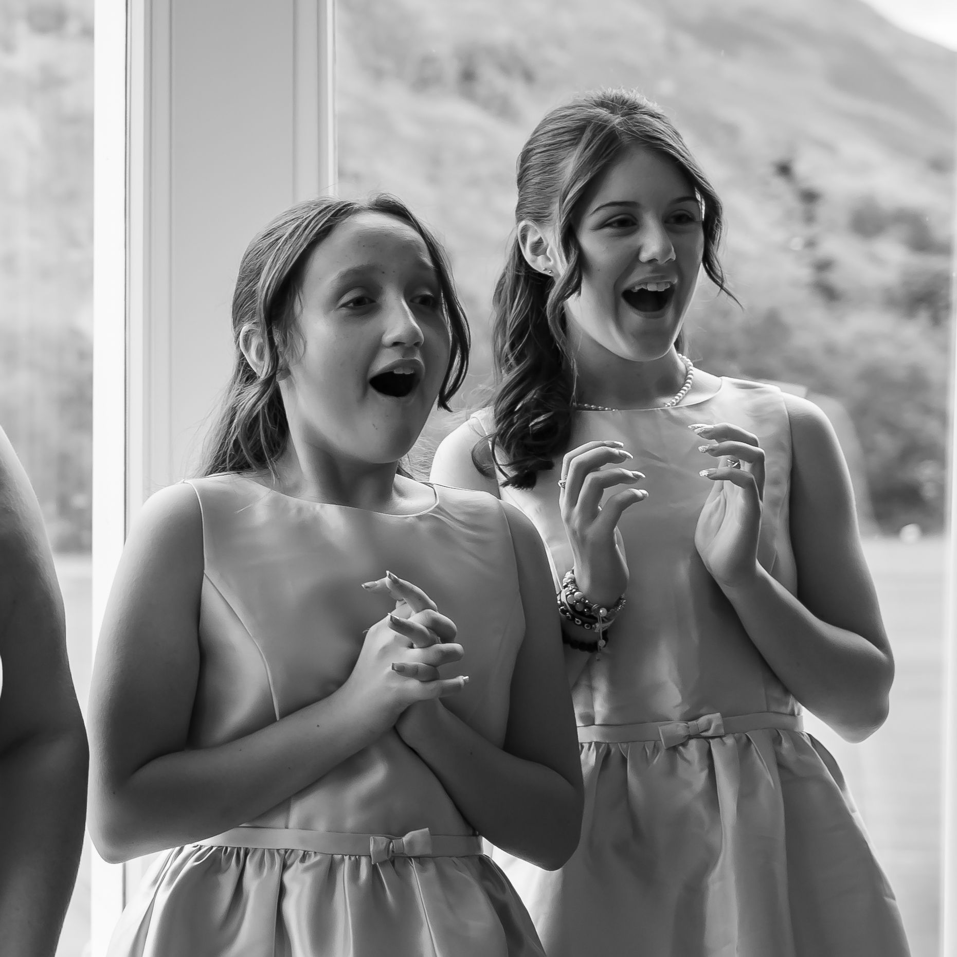 wedding photography in Cumbria - flower girls first look