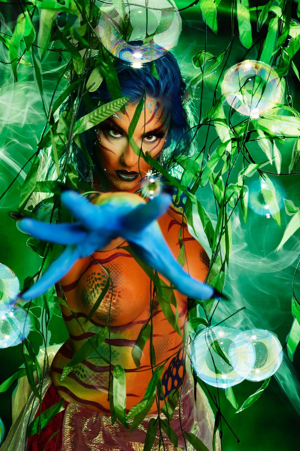 fantasy photography, fish lady body paint, underwater fantasy concept, creative body art, fine art portrait photography