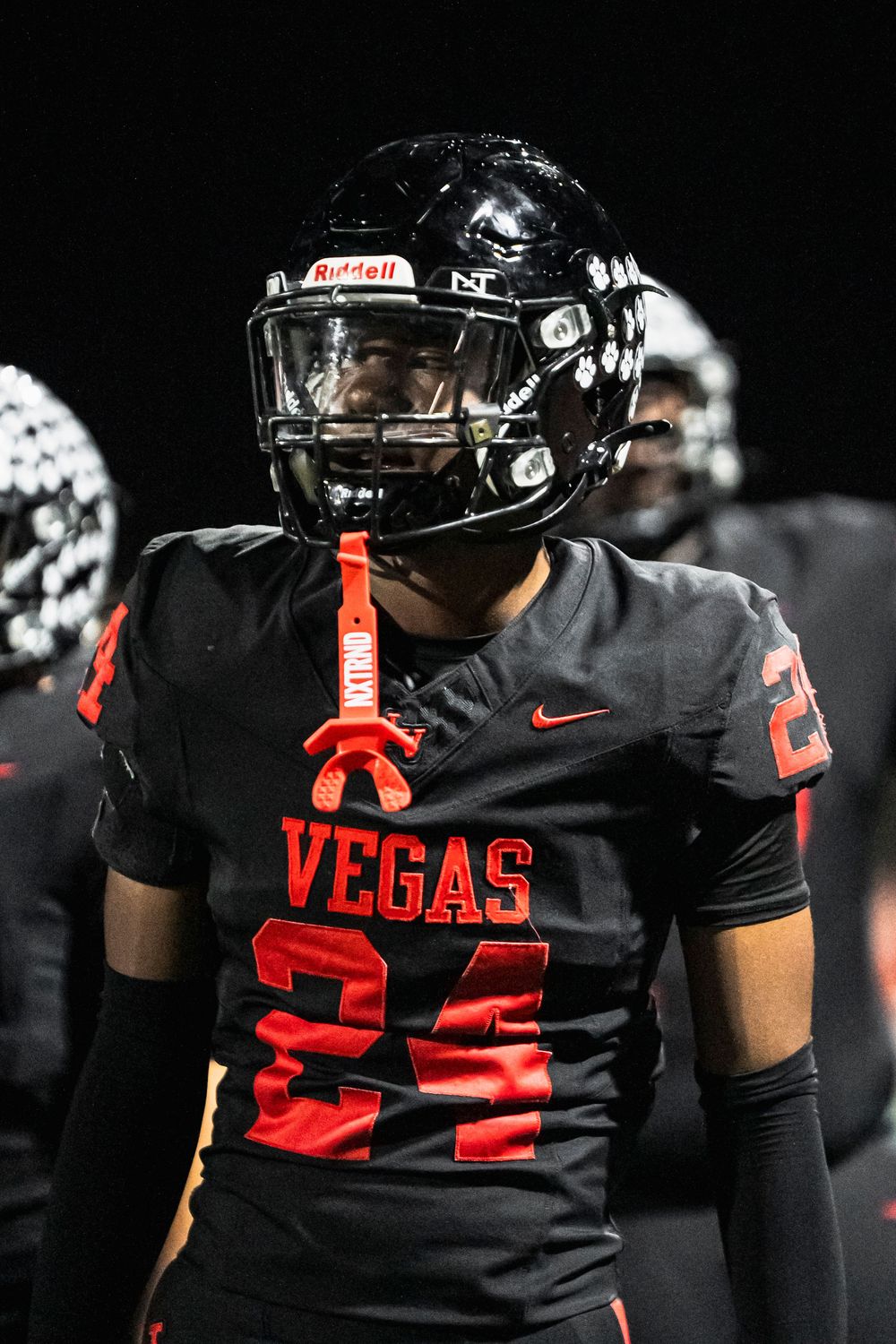 Football player looking towards camera
