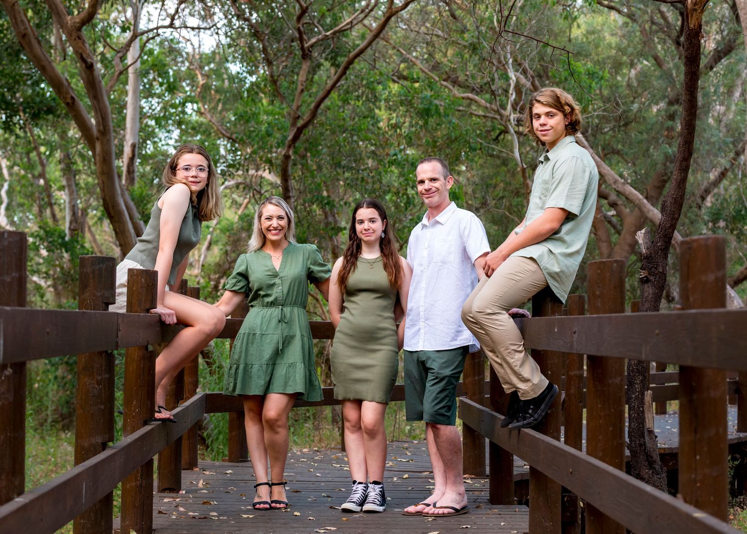 Candid family photography in Perth bushland with warm, natural light