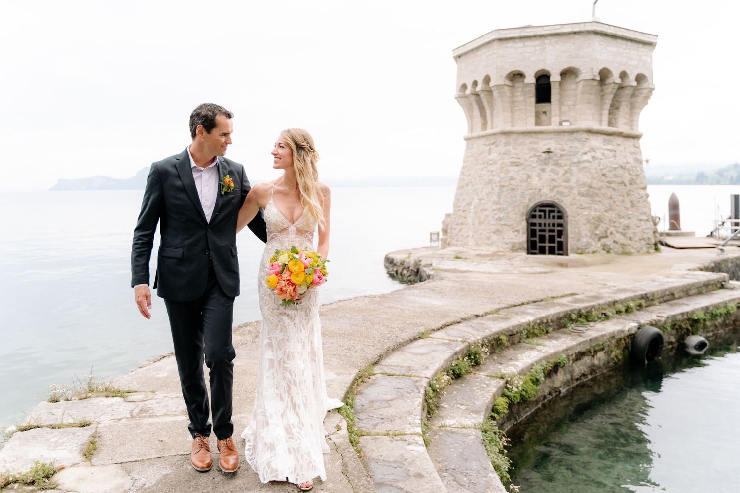 Romantic elopement moments on Lake Garda at Isola del Garda
