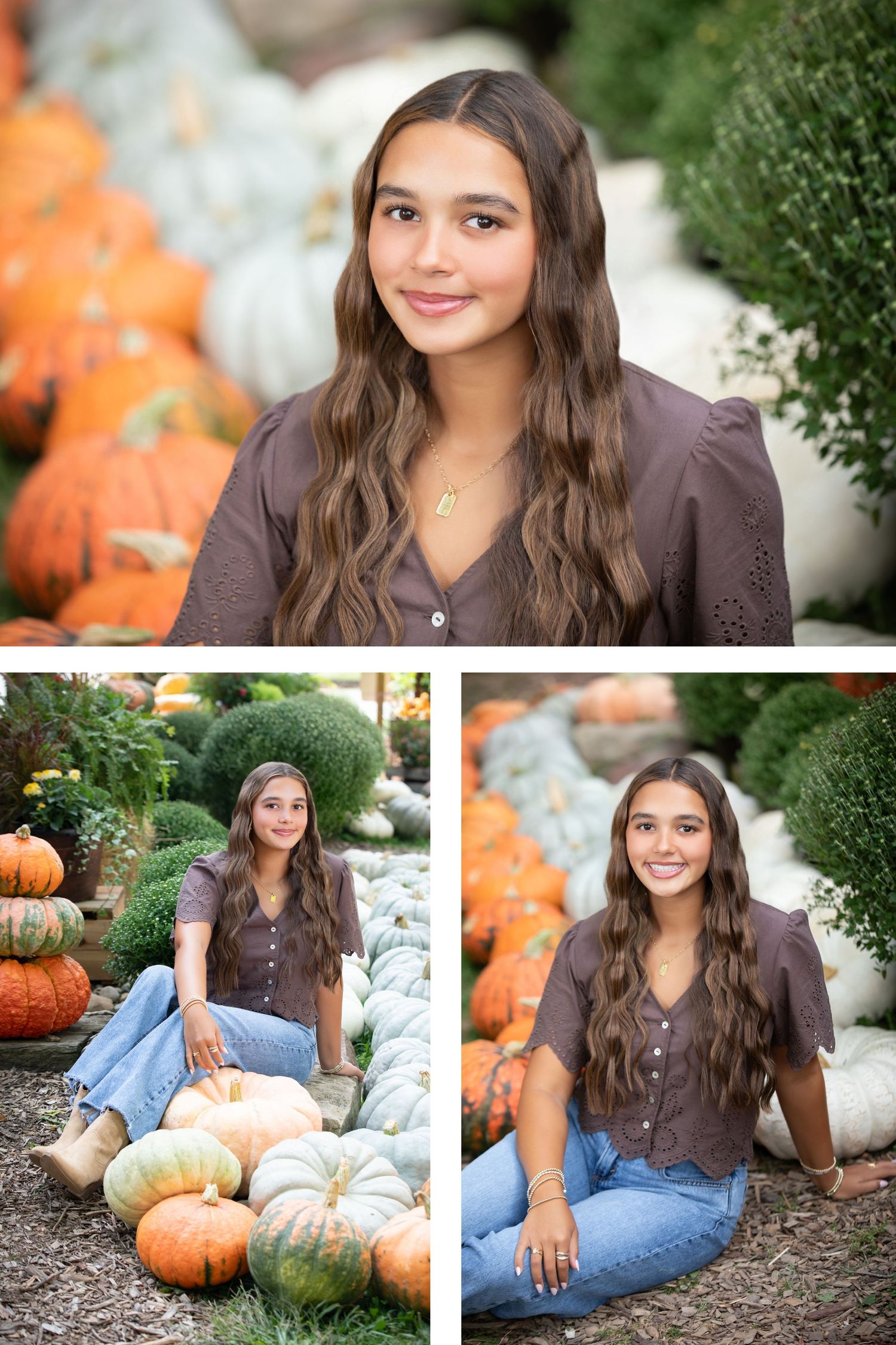 Bishop Watterson senior pictures at Mosers Farm Market. Senior pictures in a field.  Fall senior pictures. Boho senior pictures.