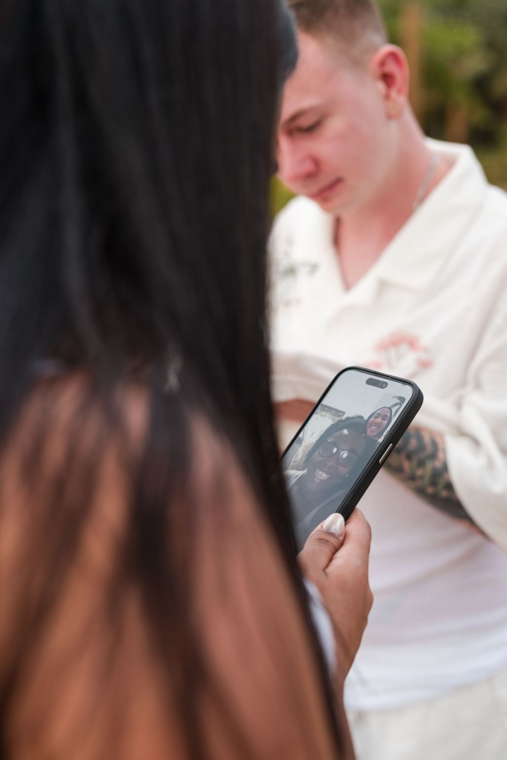 Close up of couple embracing during engagement session at Wyndham Rio Mar Puerto Rico