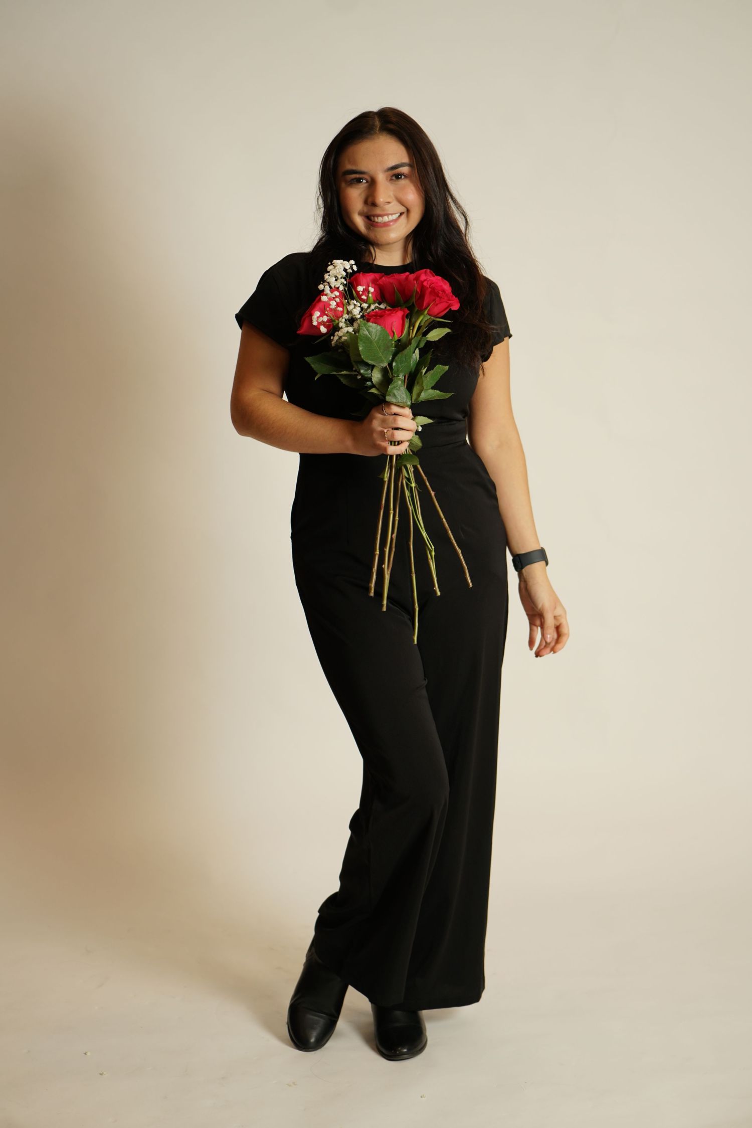 Portrait Photoshoot indoors with flowers for a prop