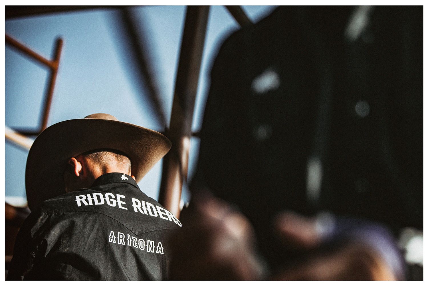 Arizona Ridge Rider bull riders preparing their equipment before the bull riding event photographed by Chris Douglas