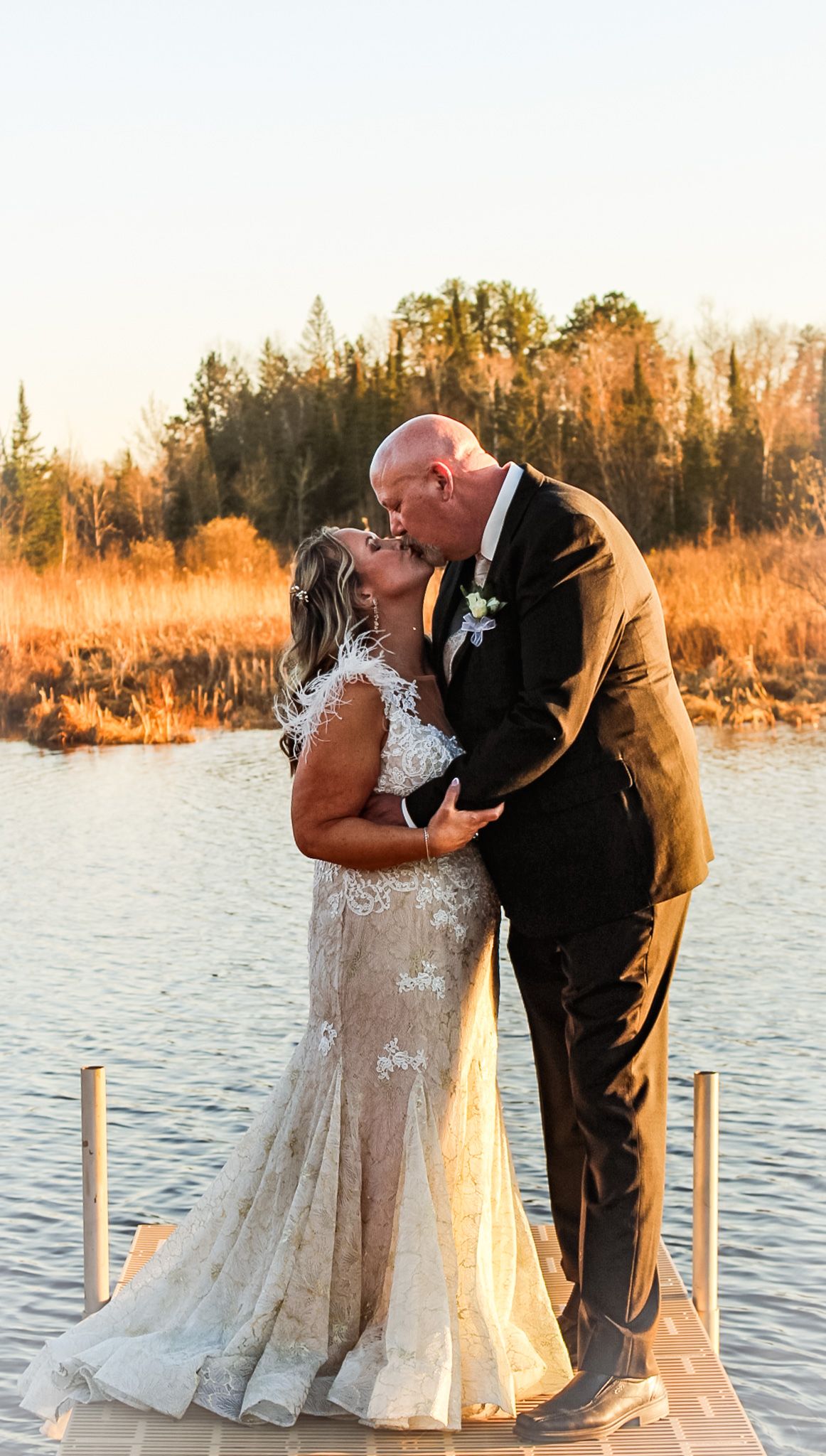 Professional wedding photography pricing sheet with three photo package options and sample images in warm golden tones.