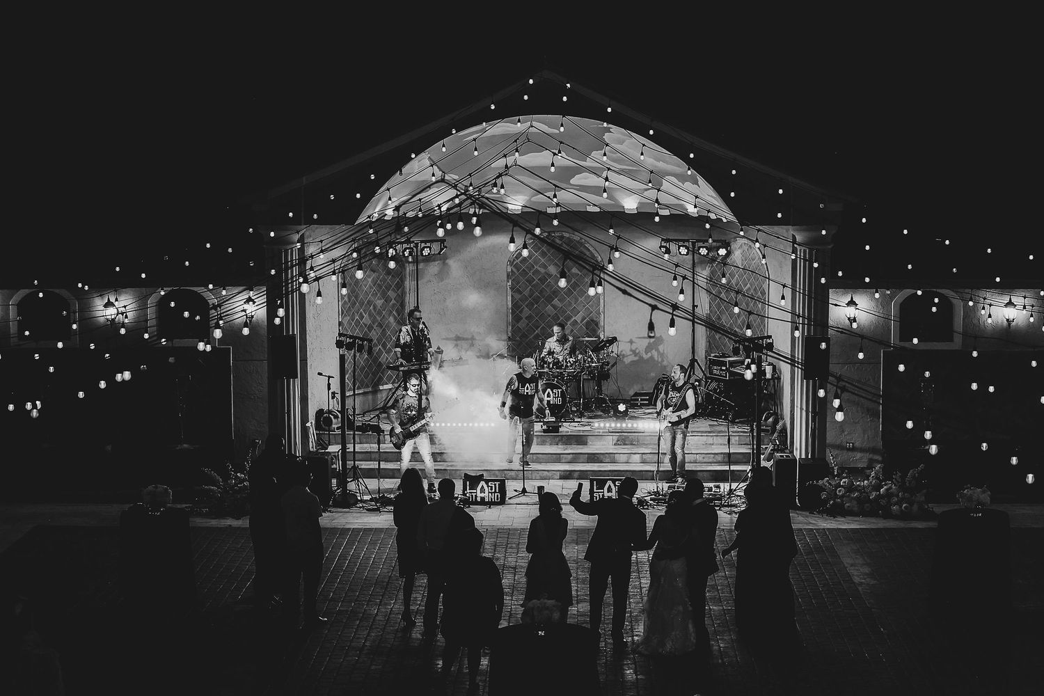 Guests dancing at a vineyard wedding reception in McKinney, Texas