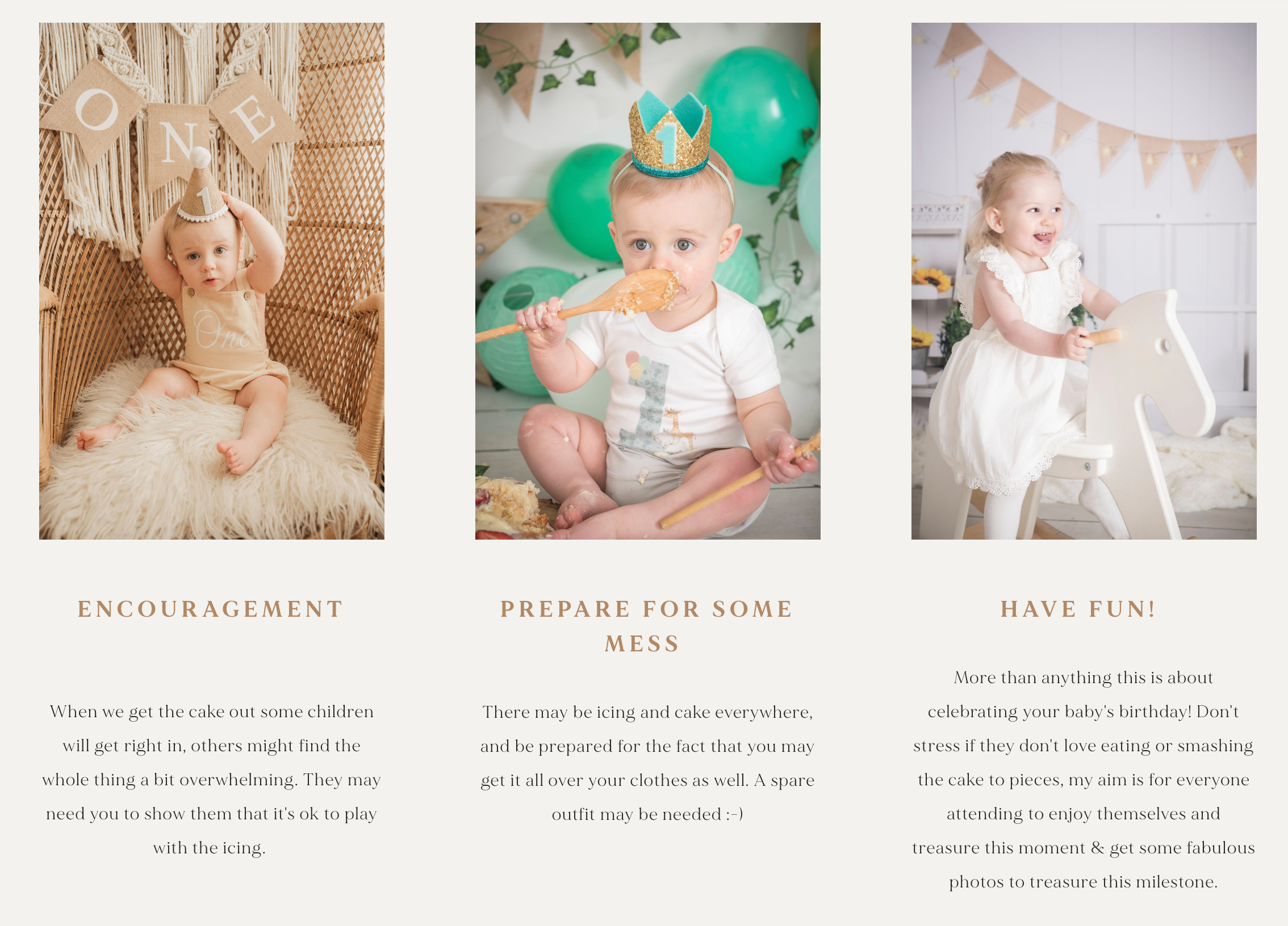 A series of soft pastel-toned lifestyle photography images arranged in a horizontal row showing nursery and baby-themed scenes.