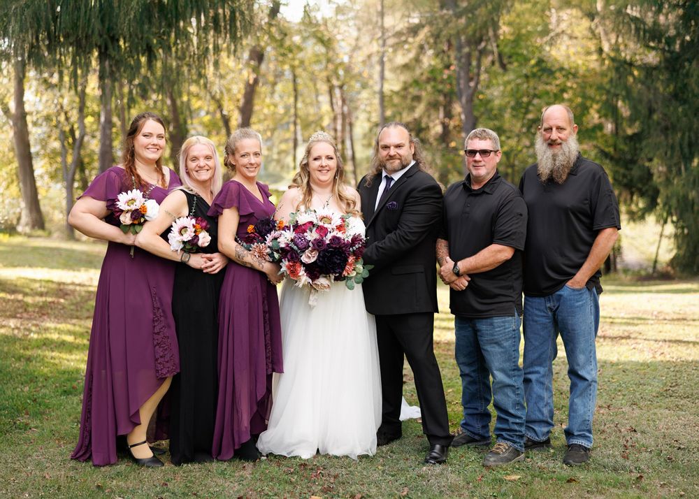 Bride and Groom Party photographed in a scenic forest in Ohio