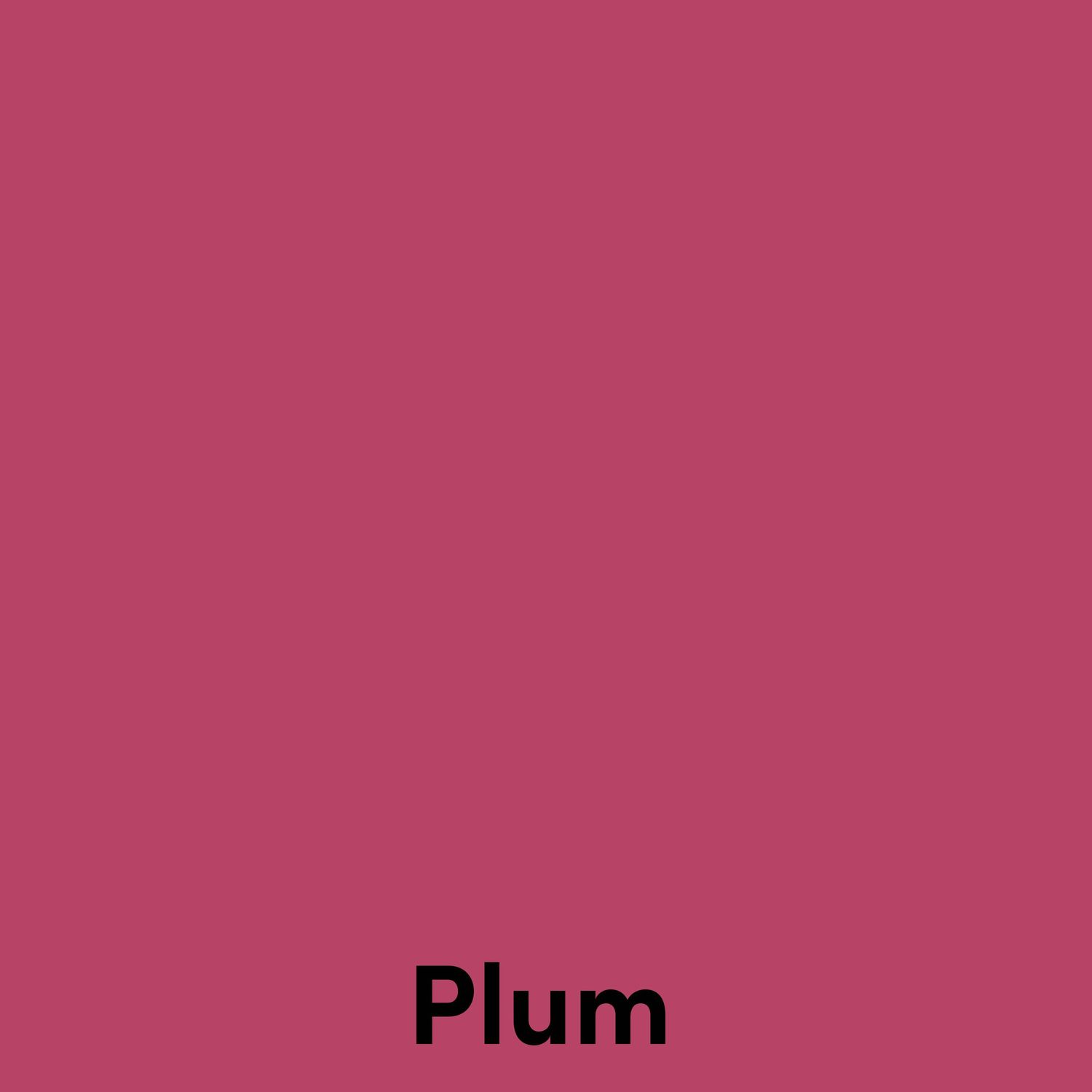 A solid plum colored square with the text 'Plum' at the bottom.