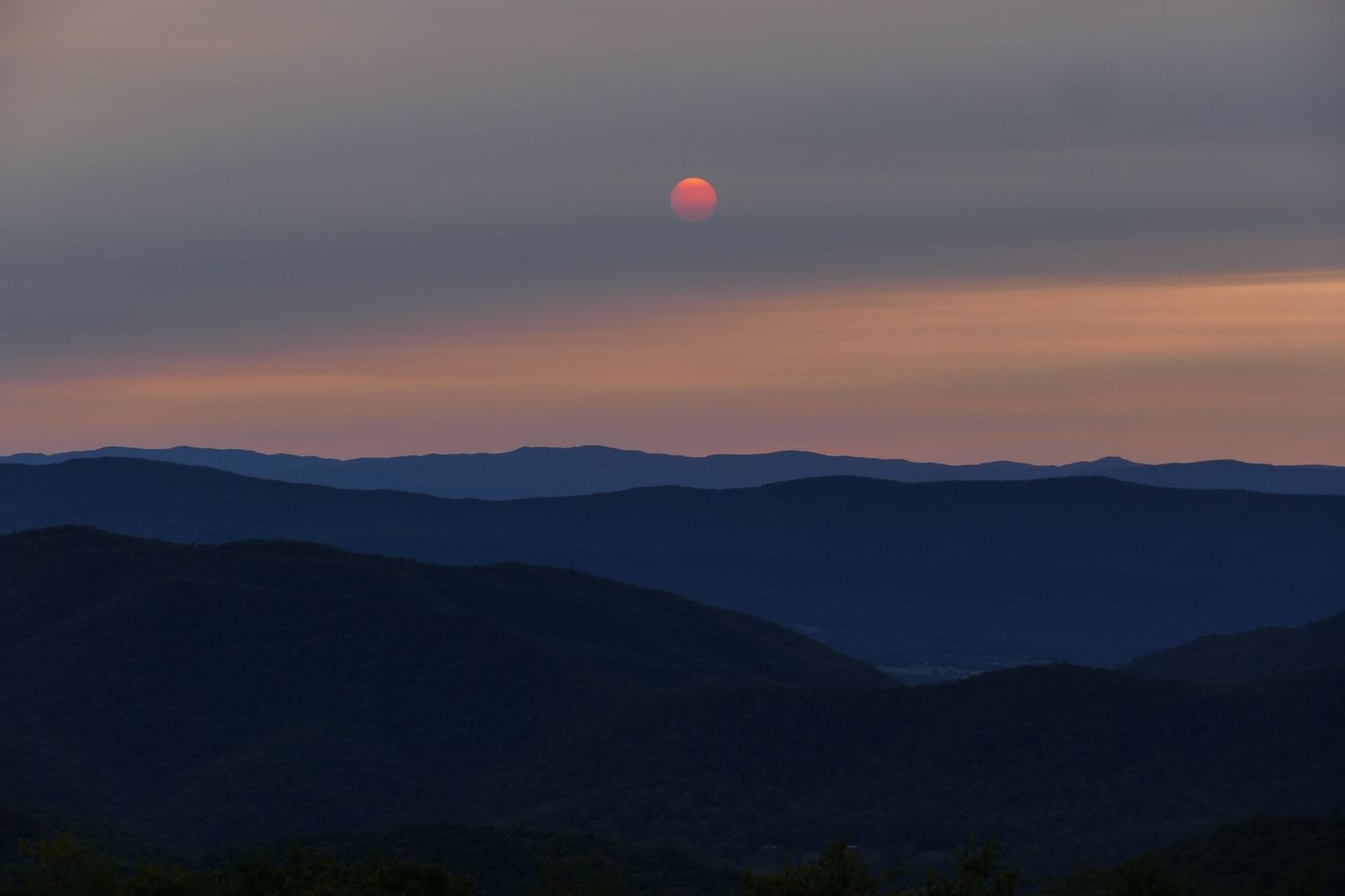 Hazy Sunset over the Shenandoah Valley from Skyline Drive