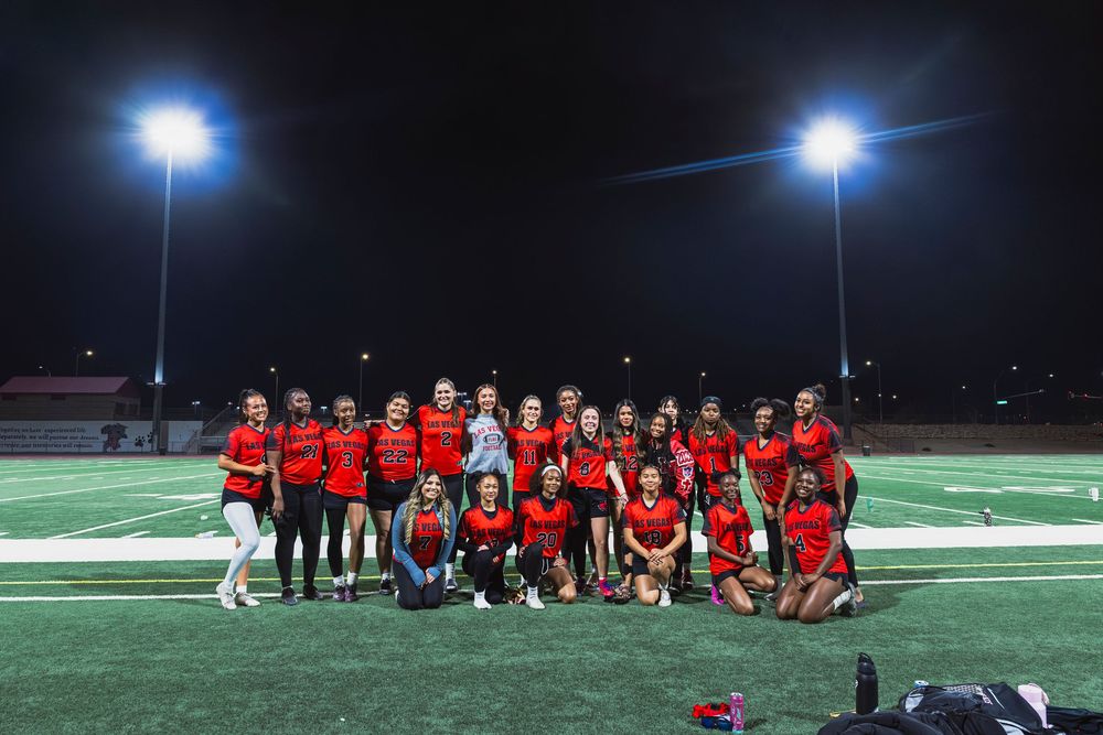 Girls flag football posed Team Photo