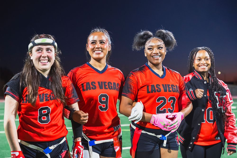 Girls flag football players captains