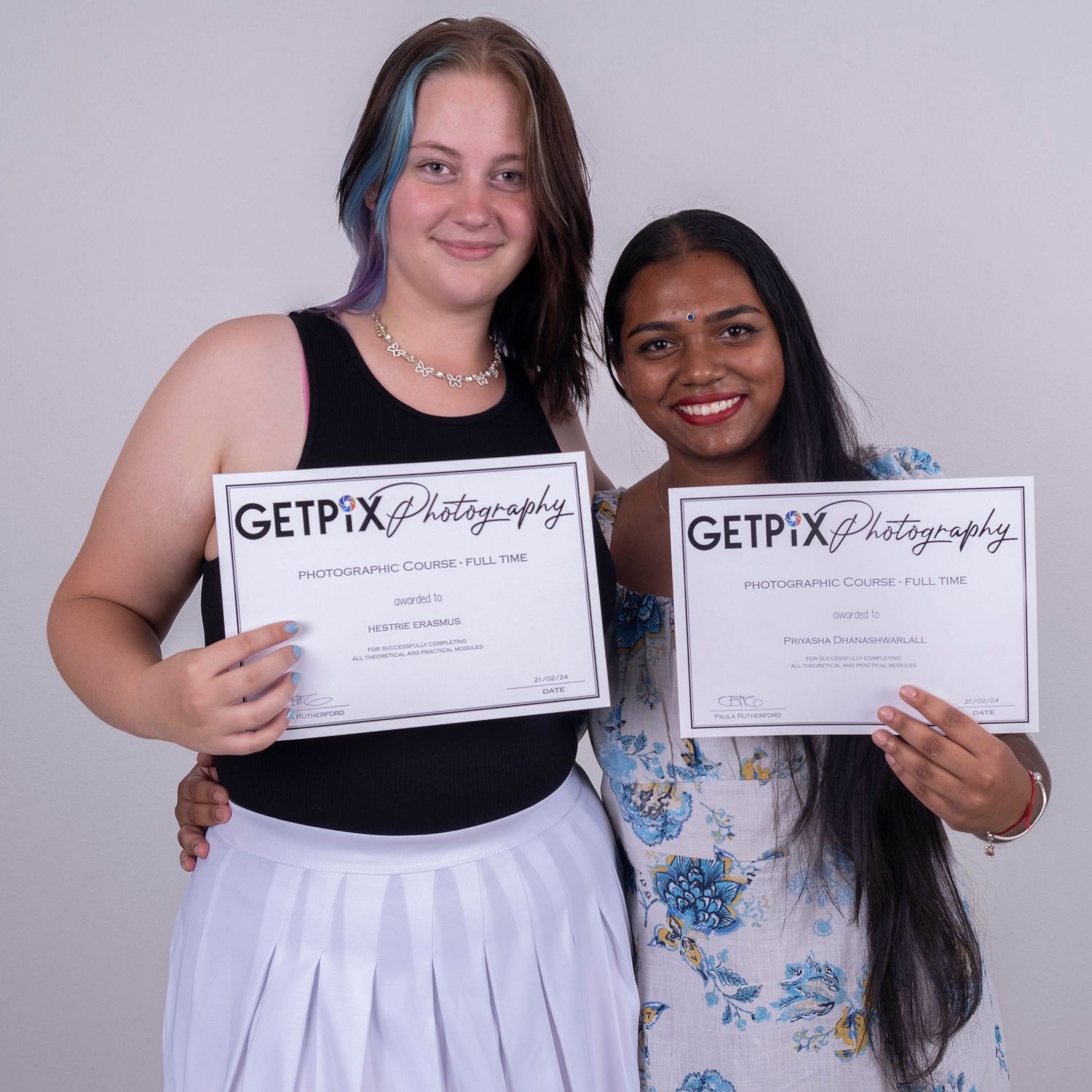 Successful  students receiving their certificate from their 9 month photographic course at GETPIX Photography in Benoni, Ekurhurhuleni.