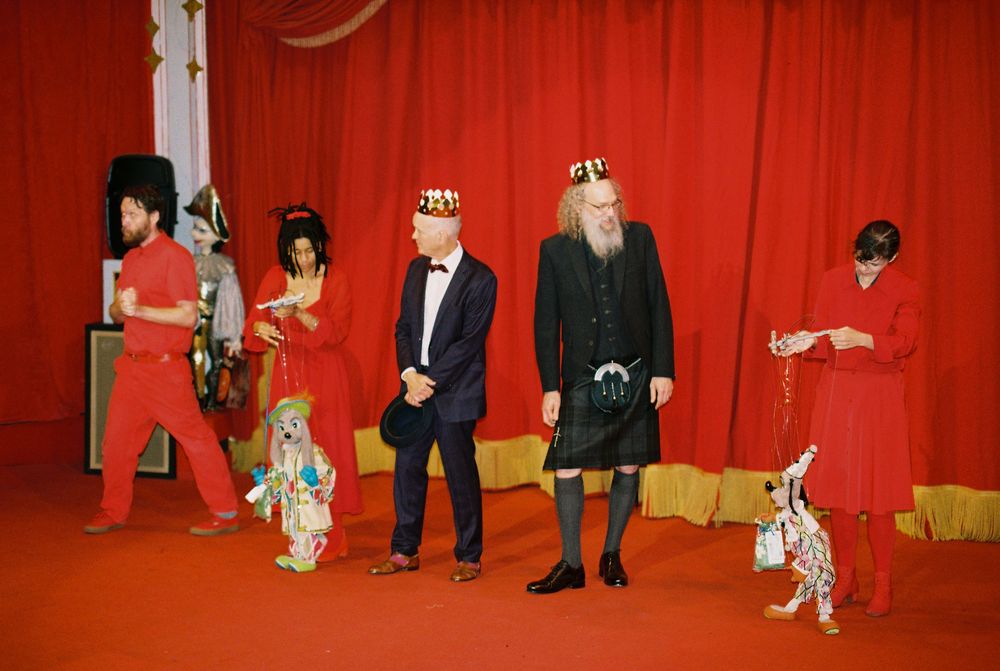 Audience watching a marionette performance at Bob Baker Theater on 35mm film
