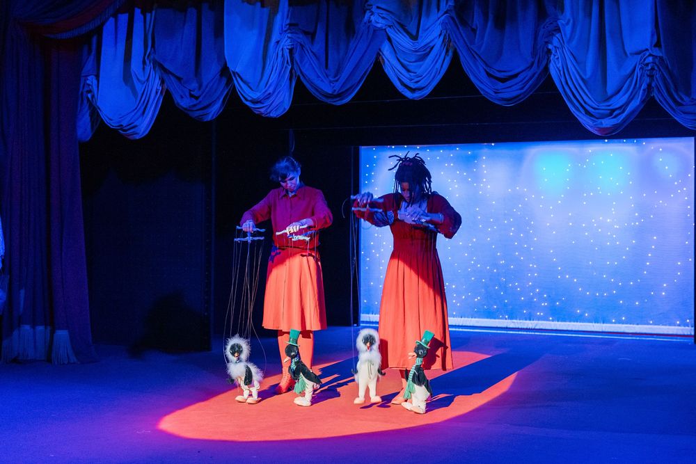 Puppet show performed before wedding ceremony at Bob Baker captured on 35mm film in Los Angeles