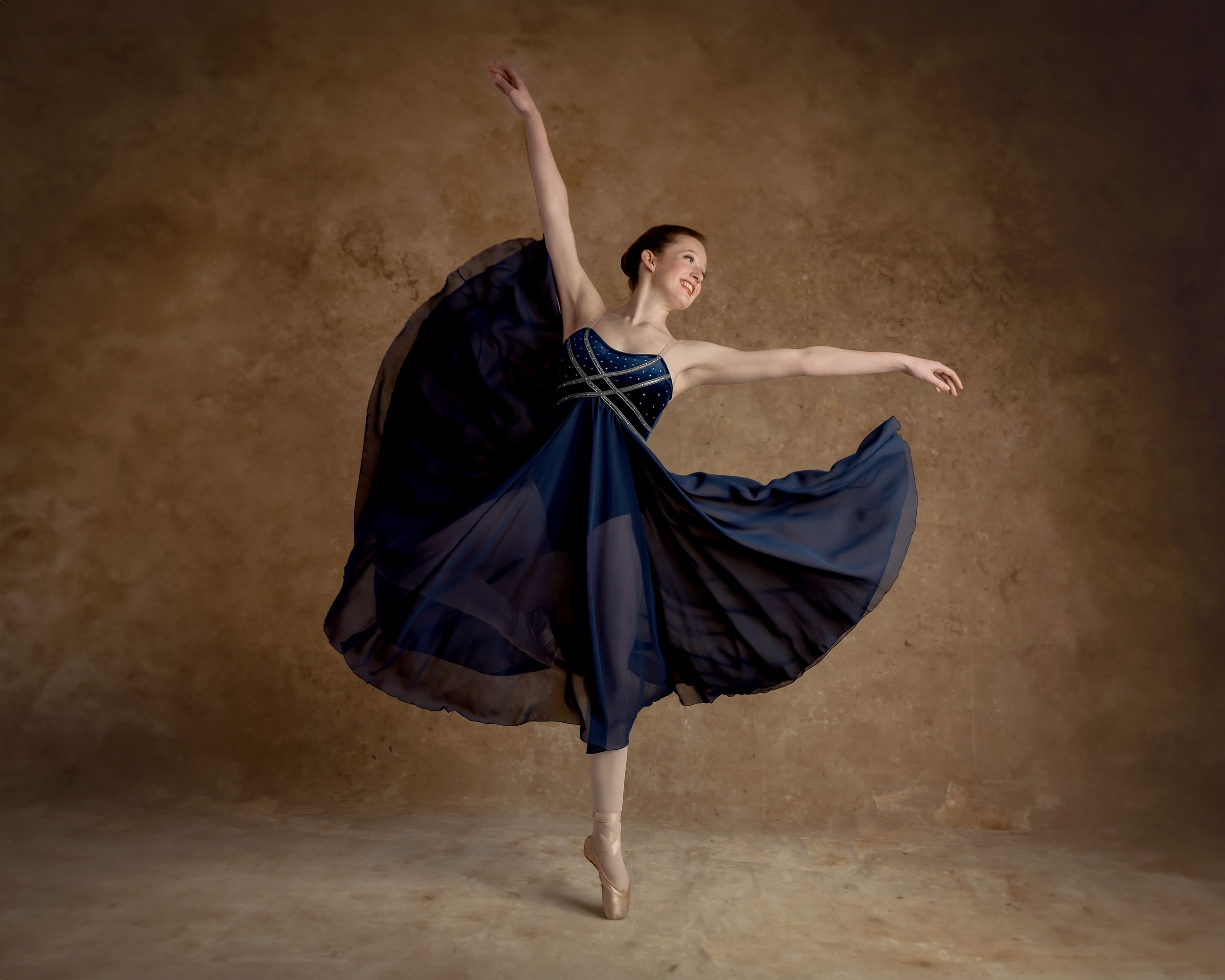 Elegant portrait of dancer in studio