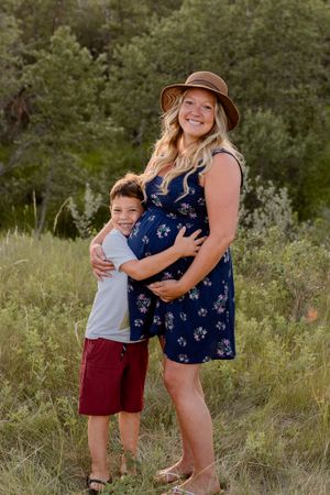 mother and son hugging