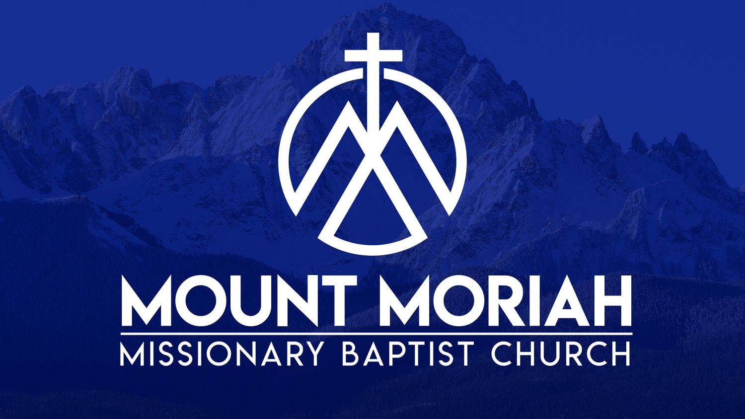A series of Christian church logos and banners in blue and white featuring crosses and religious symbols.
