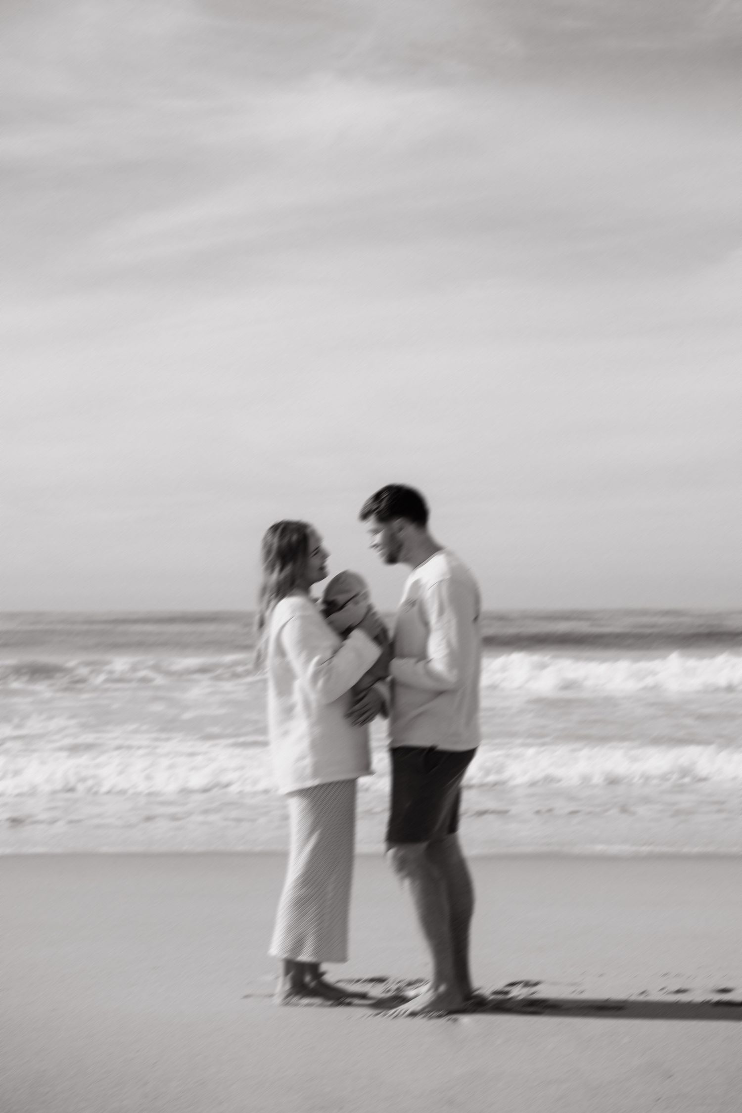 Newborn Photography - Mom and Dad with baby at Narrabeen Beach, Northern Beaches, Sydney