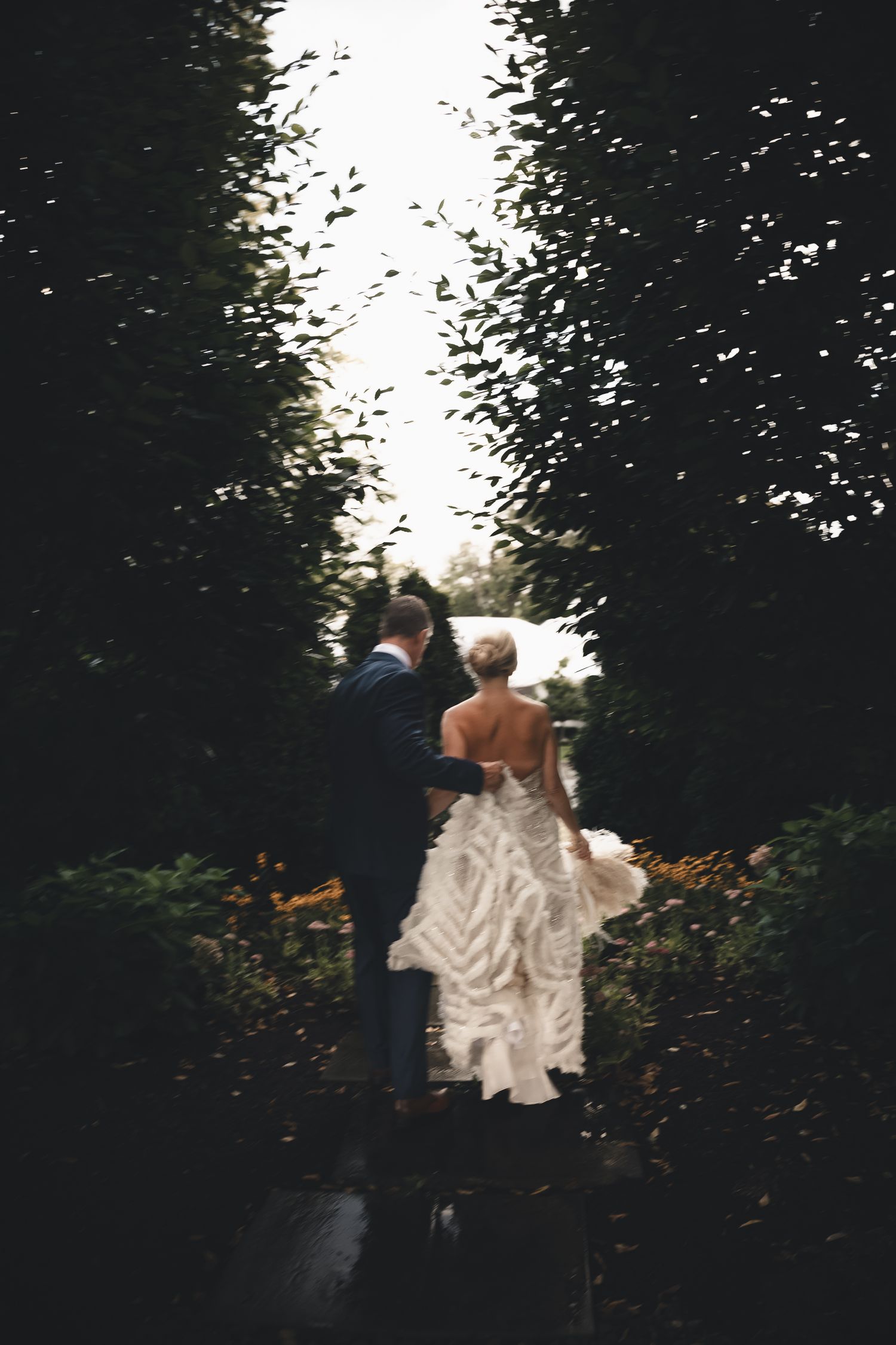 Romantic wedding portrait at The Peter Allen Inn in Kinsman, Ohio. Timeless, artistic photography capturing love in nature’s beauty.