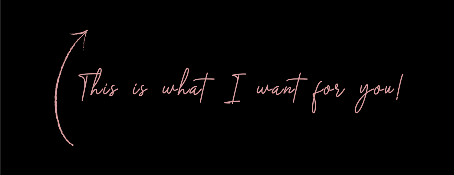 Black background with rose gold cursive text reading This is what I want for you with decorative bracket.