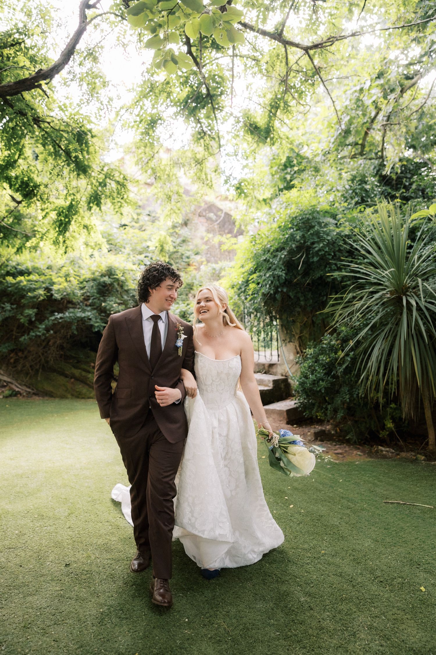 Relaxed bride and groom portraits during an intimate wedding in Portugal