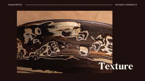 Close-up texture detail of dark ceramic bowl with white painted animal figures and abstract patterns.