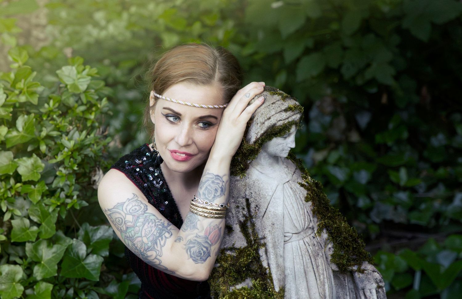 A beautiful woman in a garden.