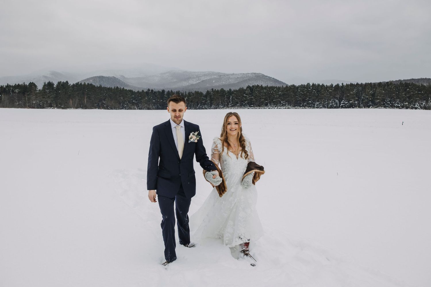 winter elopement on heart lake in the adiriondacks