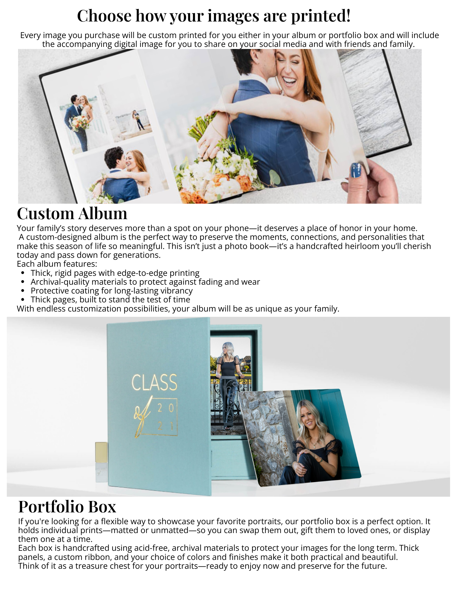 A colorful photography studio advertisement banner with rainbow swirls and text about luxury family photo sessions.