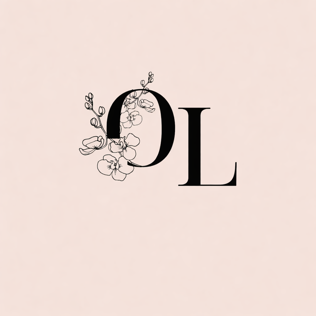 Decorative black letters with floral embellishments on a pale pink background.