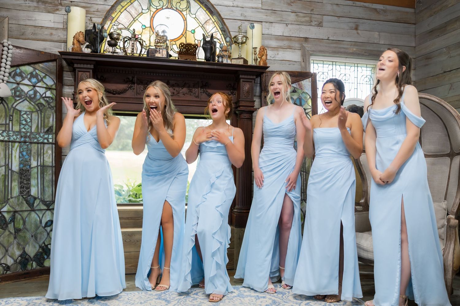 wedding day bridesmaids at gillbrook farms