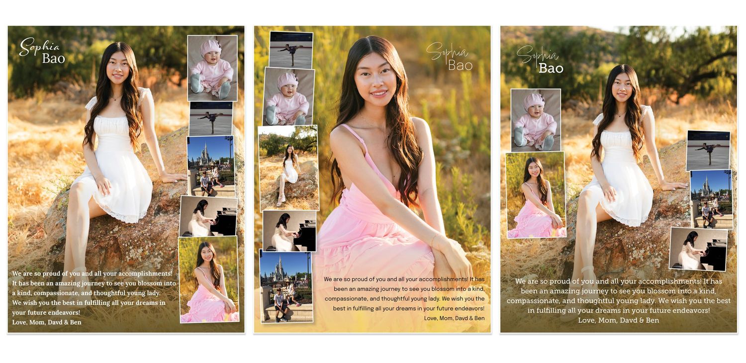 A series of outdoor lifestyle photos showing someone in a pink dress sitting and posing near a basketball court.