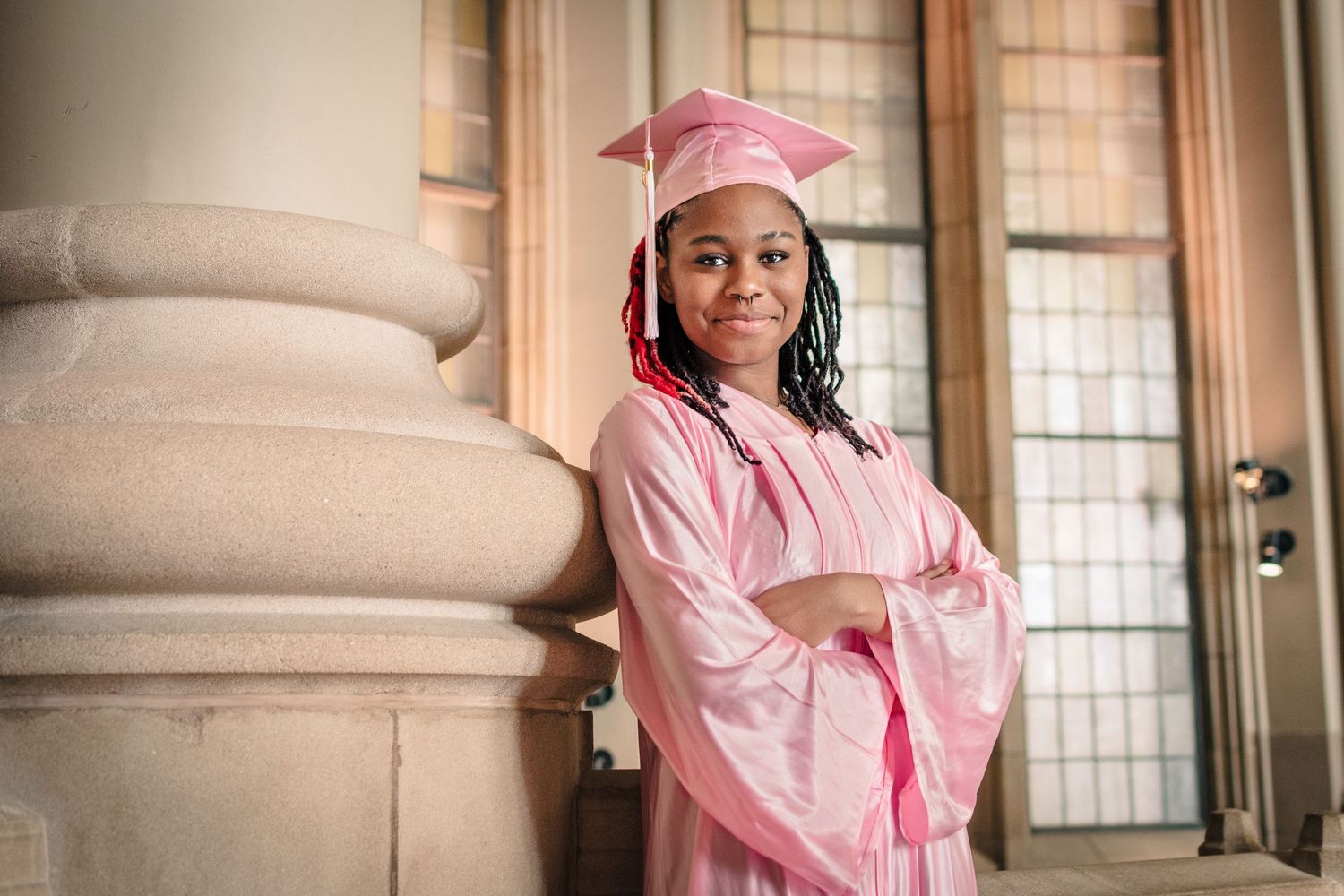 Seattle graduation photography session at University of Washington Library.