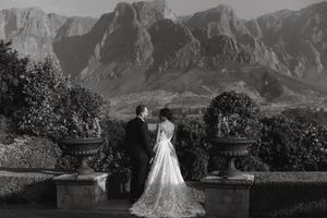 Bride and groom wedding portraits at Johannesdal 1207 in Stellenbosch vineyards