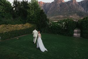 Bride and groom wedding portraits at Johannesdal 1207 in Stellenbosch vineyards