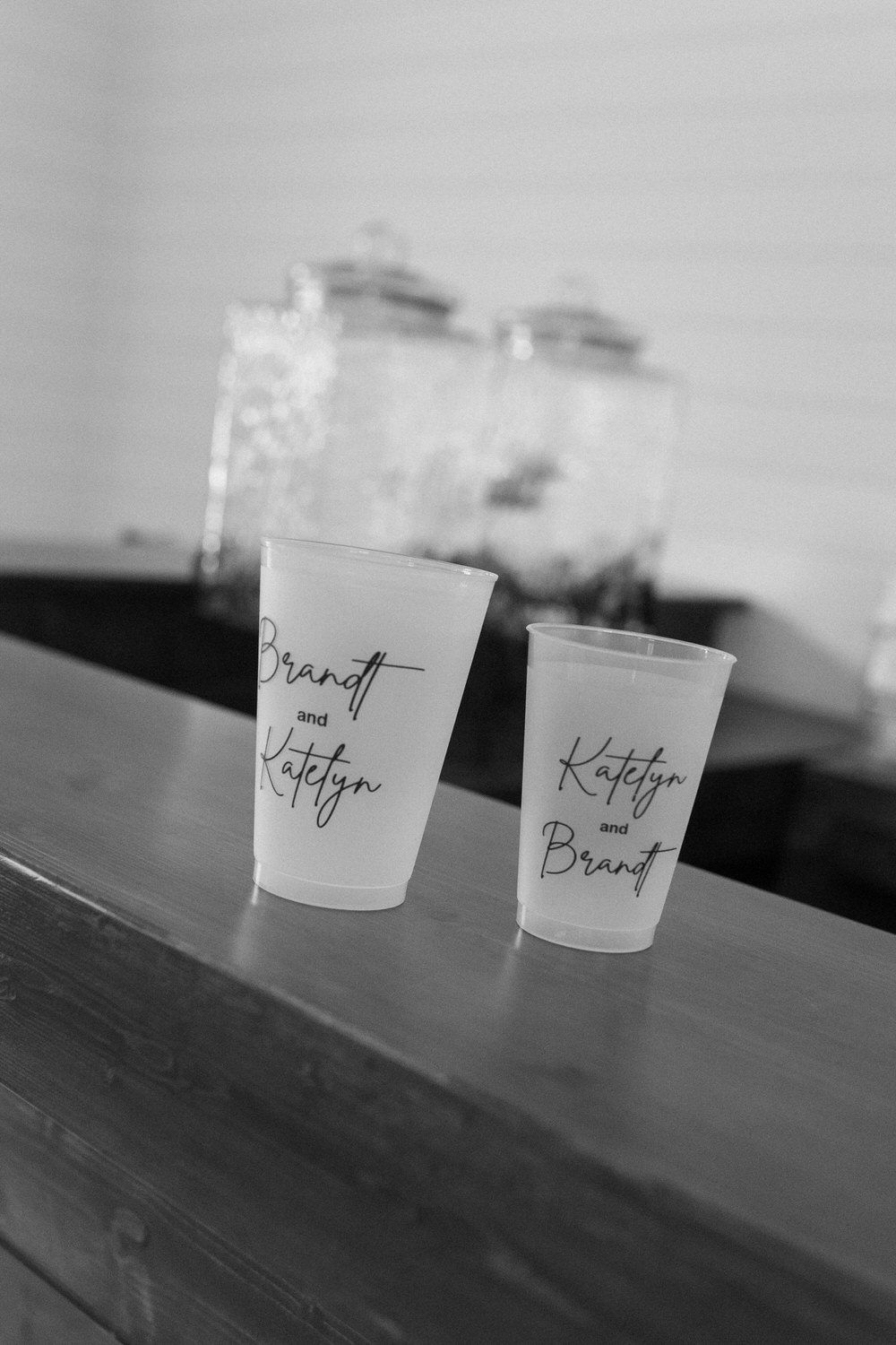 Customized wedding plastic cups of kate and brandt's north georgia wedding