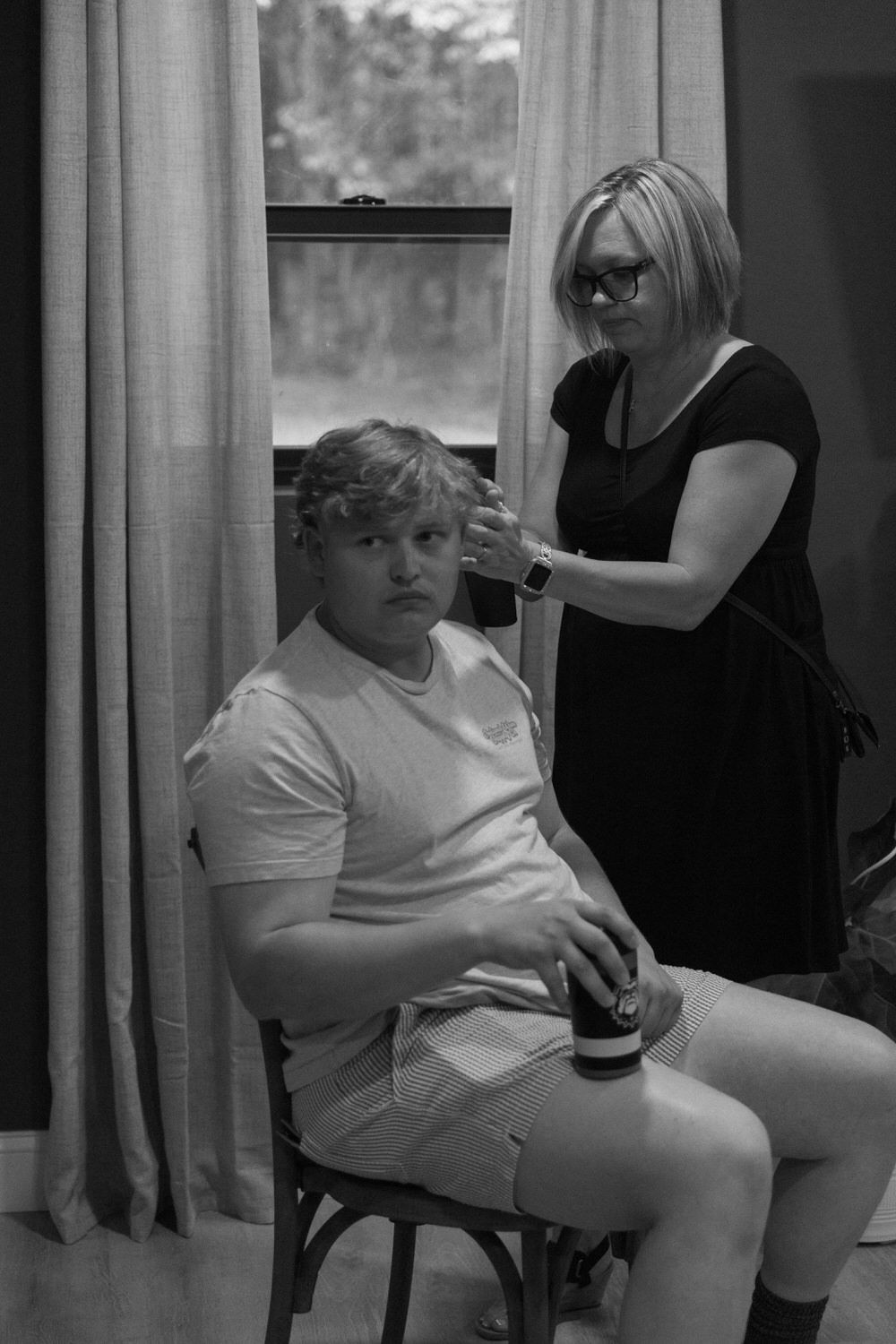 Groom getting ready on north georgia wedding day