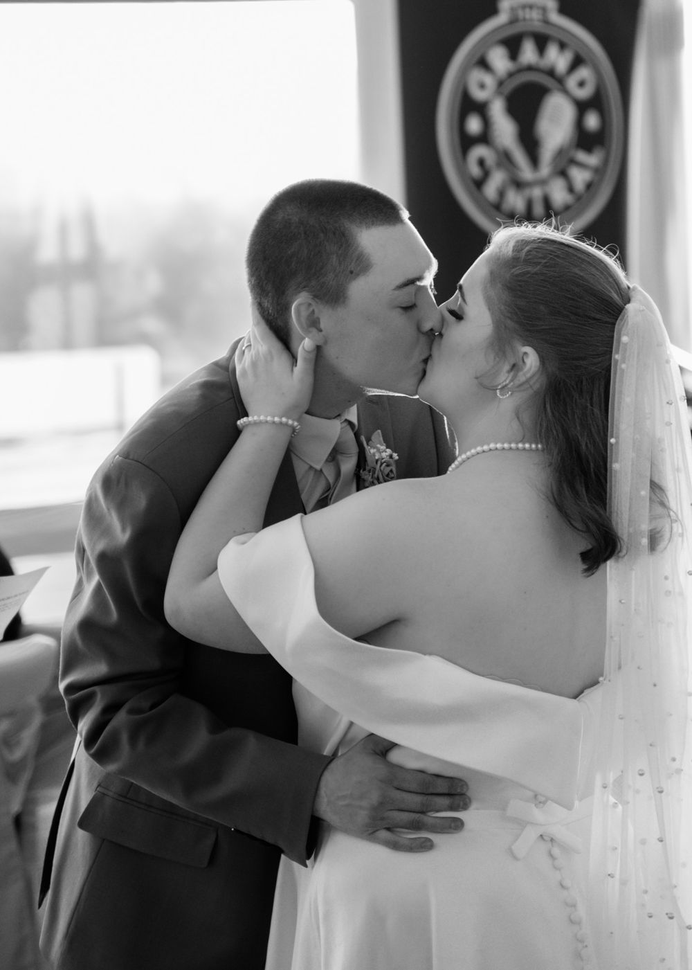 Romantic wedding portraits showing tender moments between newlyweds.