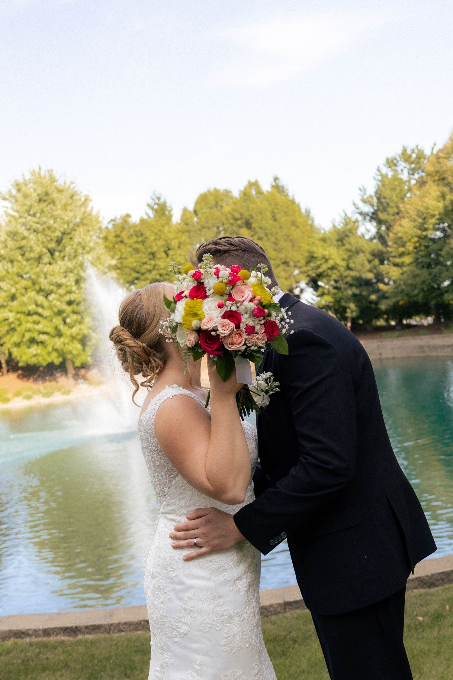 Bride and groom golden hour, outdoor portraits in Frankfort, Illinois