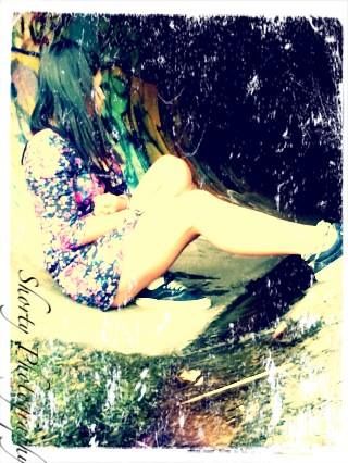 Artistic close-up photo series showing bare feet stepping in shallow water with dreamy vintage effects and splashes.