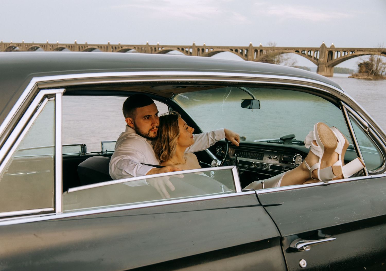 Vintage love story engagement