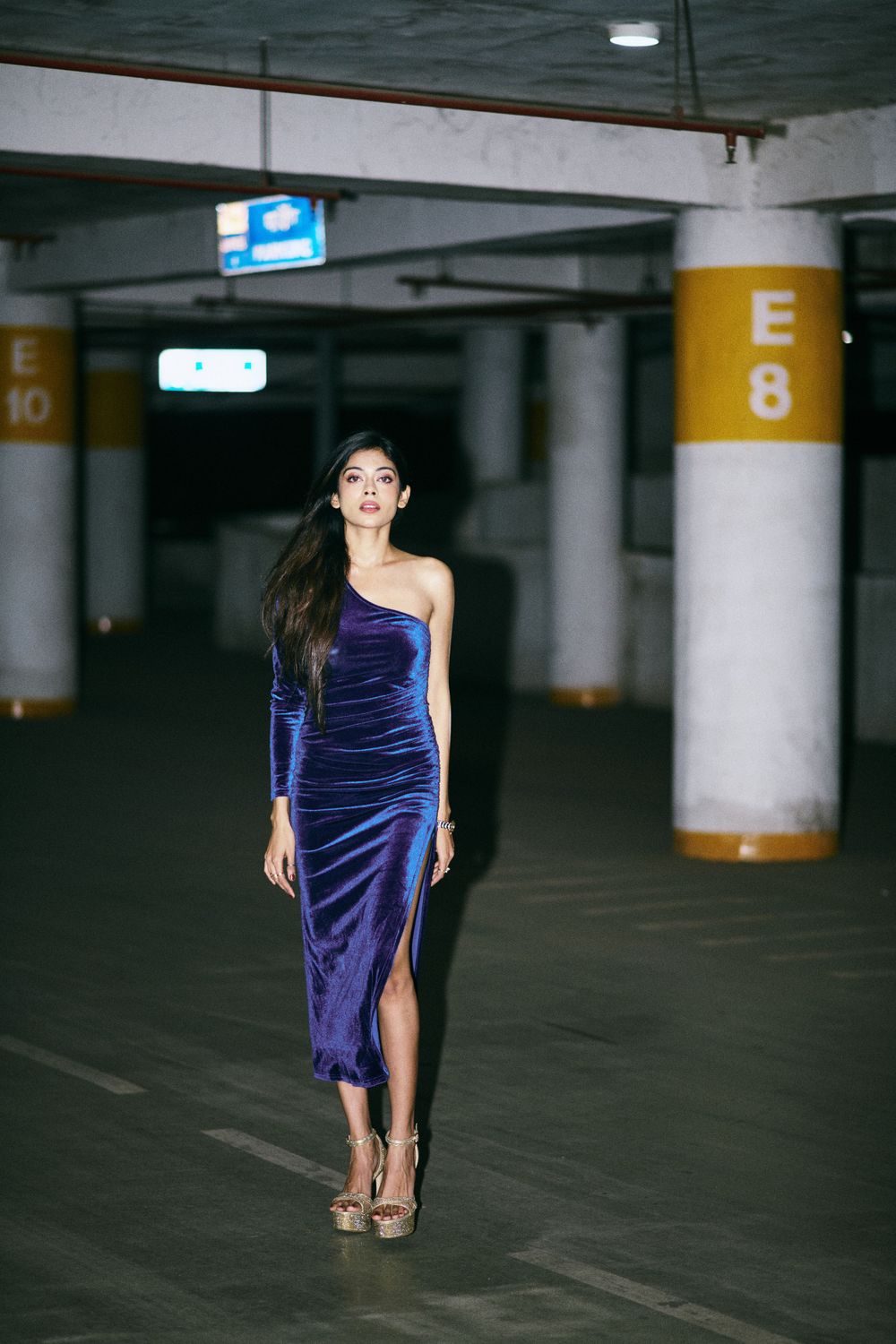 parking lot model posing