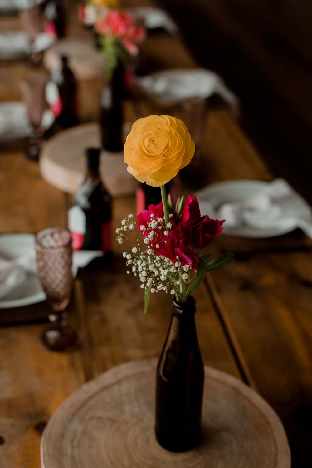 A vibrant pink festival setup with thoughtful homemade drinks for every guest, bringing color and joy to the celebration.