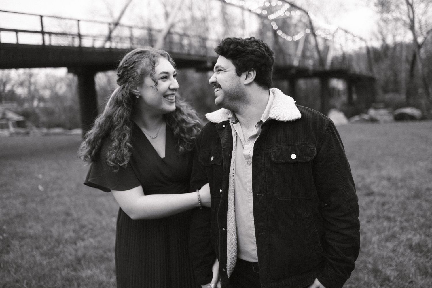 Finley farms engagement by the bridge